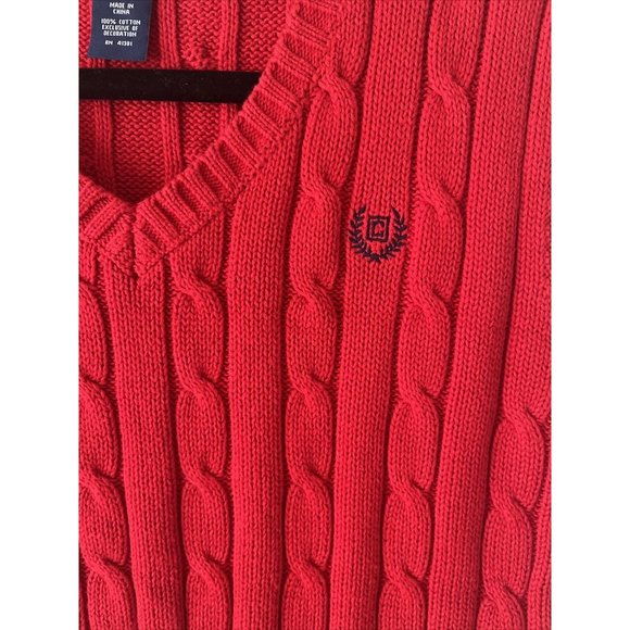 Chaps Cable Knit Sweater Vest RED Boys L 14/16 100%cotton - Picture 2 of 8